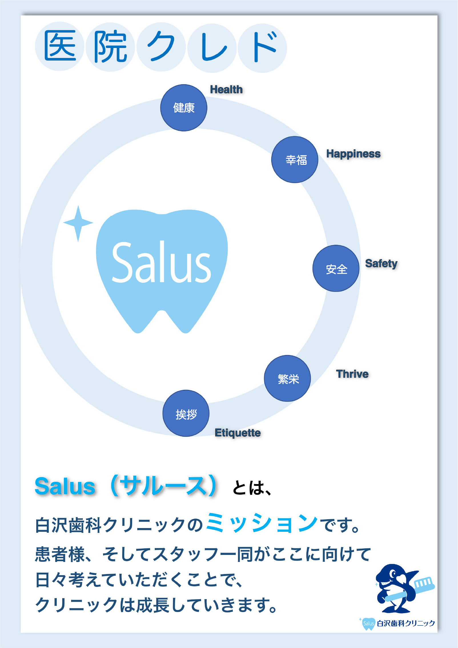 Salus（サルース）とは白沢歯科クリニックのミッションです。